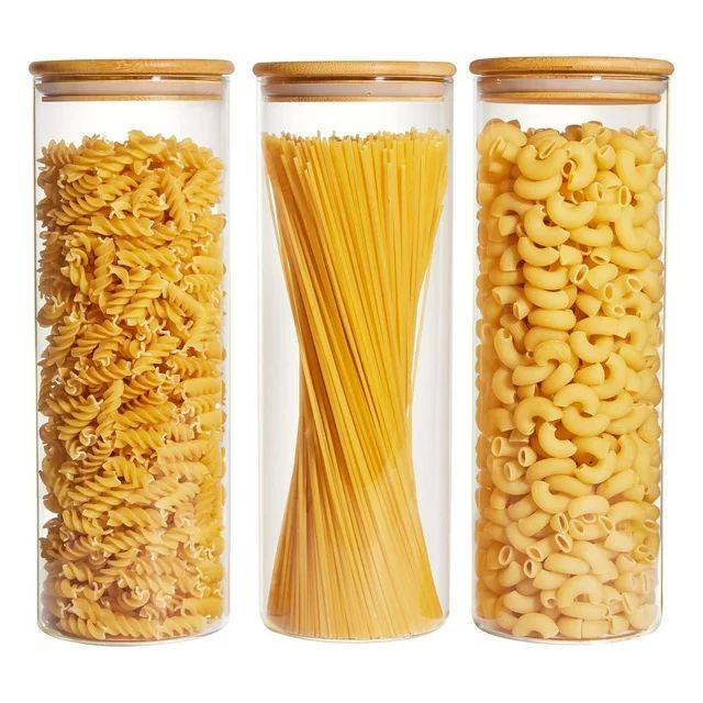 3 PACK Glass Food Storage Jar With Bamboo Lids, VTOPMART Glass Canister Set, for Kitchen, Pantry ... | Walmart (US)