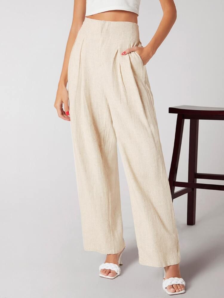 SHEIN Slant Pocket Wide Leg Pants | SHEIN