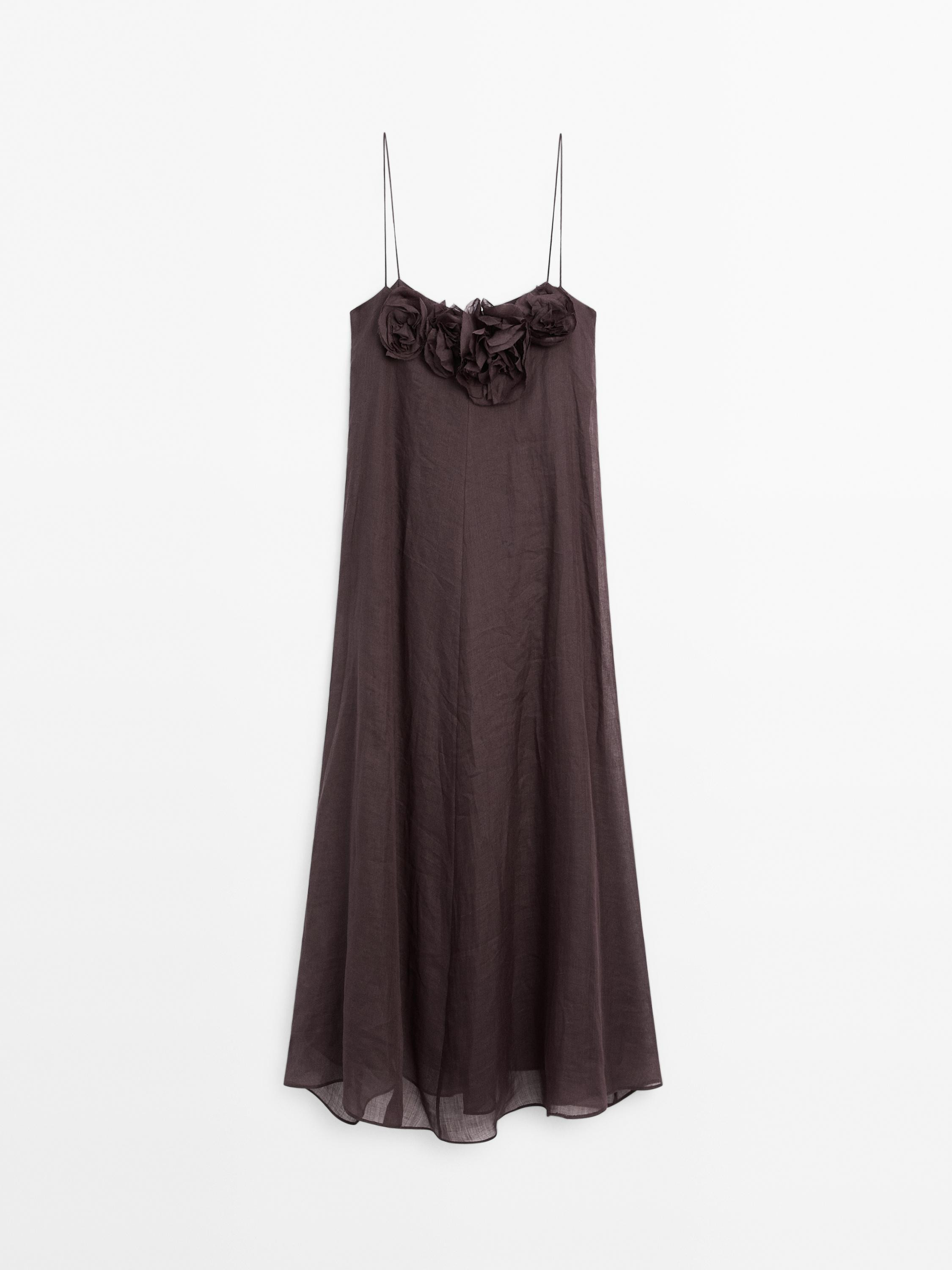Long ramie floral dress - STUDIO | Massimo Dutti US
