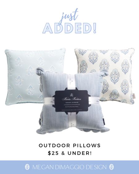 The prettiest outdoor throw pillows are available to snag online!! Love these new block print ones!! 😍🙌🏻 And the blue with white scalloped border I shared were just restocked! 🛒🏃🏼‍♀️💨

#LTKfindsunder50 #LTKhome #LTKSeasonal