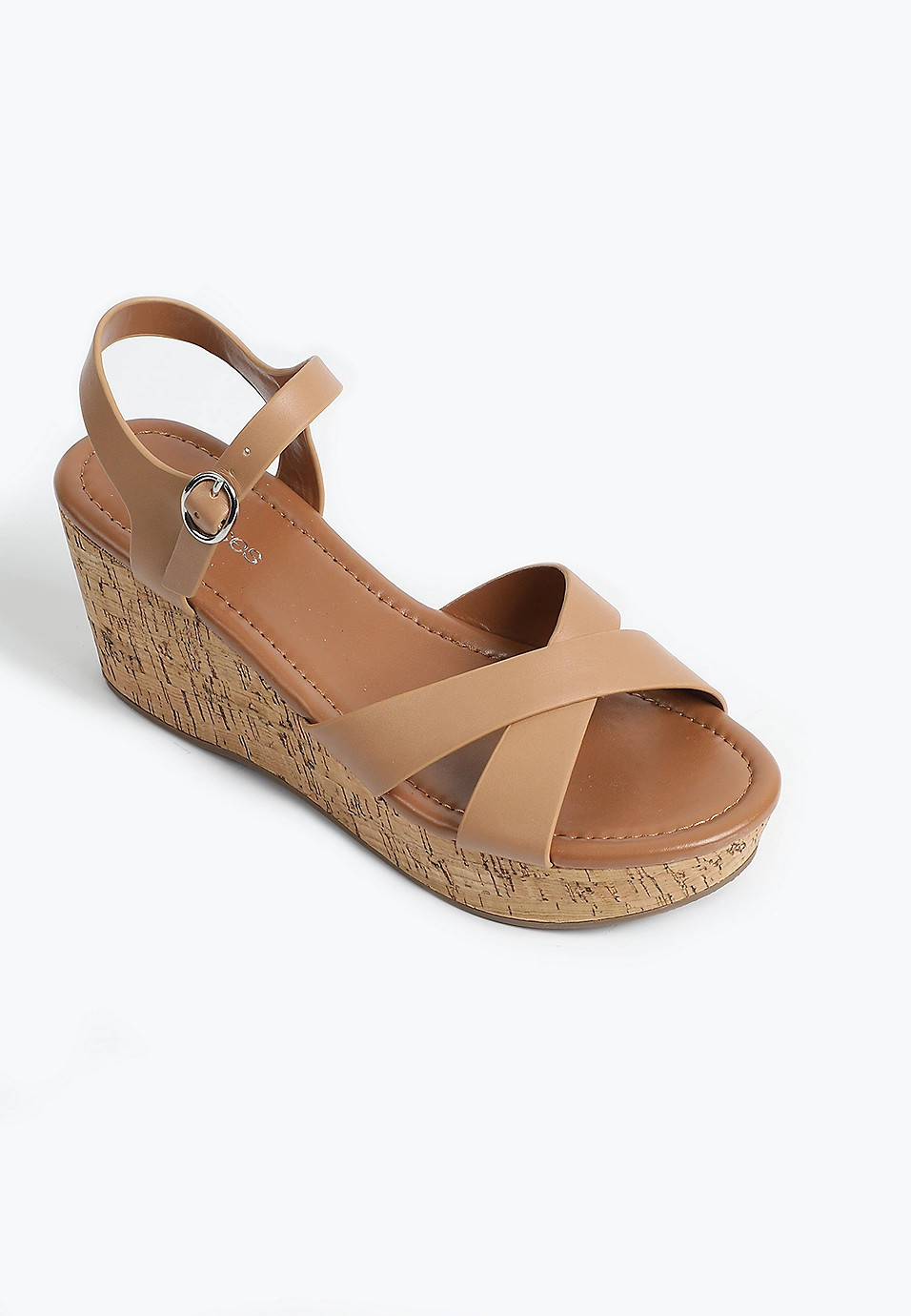SuperCush Rose Criss Cross Cork Wedge | Maurices