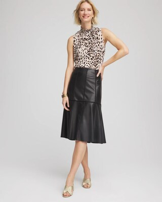 Women's Faux Leather Seamed Skirt in Black | Chico's | Chico's