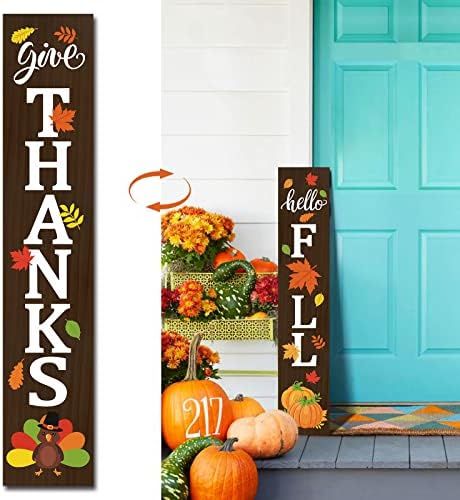 Fall Porch Sign, 38" Vertical Fall Porch Decor Double-Sided Welcome Sign for Front Door, Rustic W... | Amazon (US)