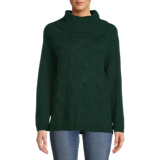 LoveTrend New York Cowl Neck Cable Sweater, Womens - Walmart.com | Walmart (US)