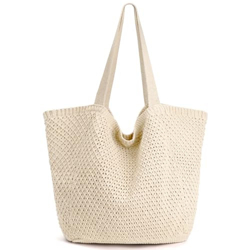 hatisan Crochet Bags for Women Summer Beach Tote Bag Aesthetic Tote Bag(A Large 3 Beige) | Amazon (US)