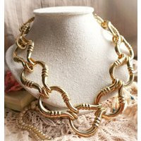 Beautiful Big French Vintage Gold Tone Metal Necklace, Statement Designer Style Jewelry, 1960S 1980S Xxl Chain, Gift For Her | Etsy (US)