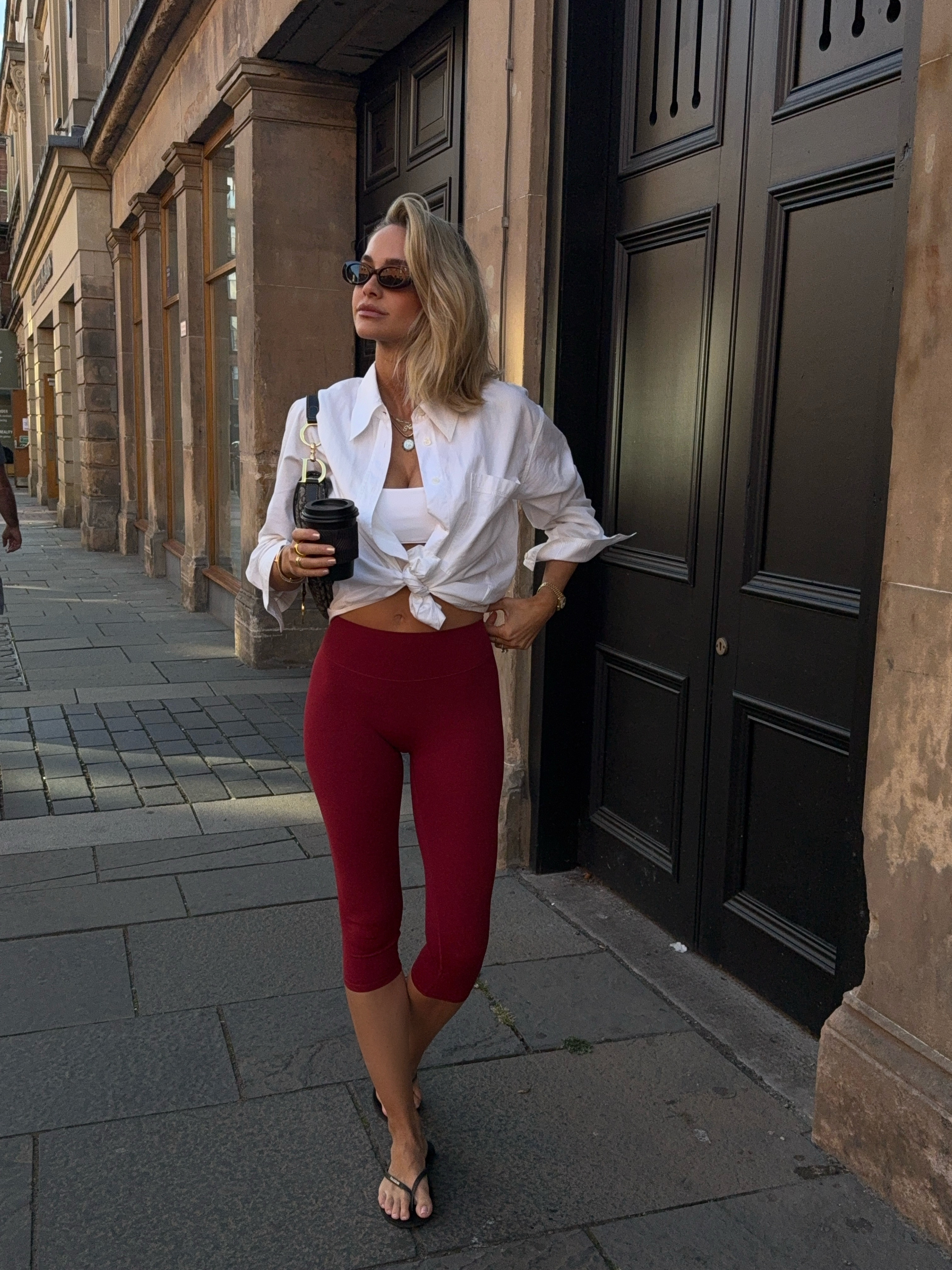 Ootd, autumn, transitional outfit, capri leggings, Oner Active, bralette, Havaianas flip-flops, white shirt, ASOS 

 #LTKuk #LTKautumn #LTKeurope