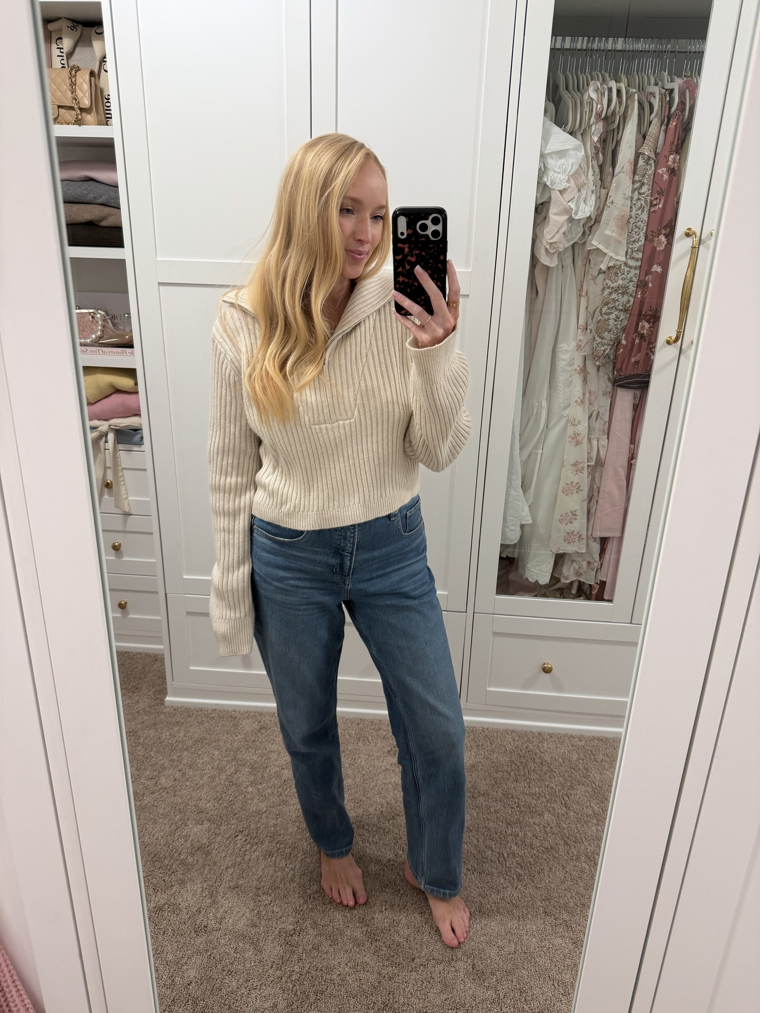 Finally found a comfortable relaxed 90s straight leg denim that doesn’t look too baggy on me. Wearing a medium for a looser fit but they are TTS. 

Use code AMANDAJOHNXSPANX FOR 15% off your first spanx order 

Postpartum jeans // fall denim // casual fall outfit 

#LTKSaleAlert #LTKSeasonal