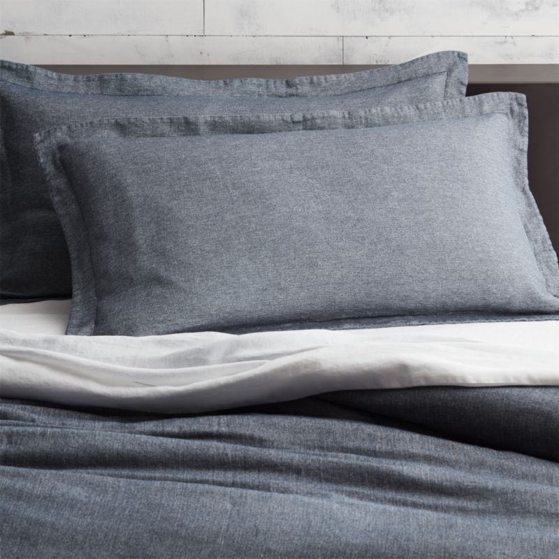 set of 2 weekendr blue chambray king shams | CB2