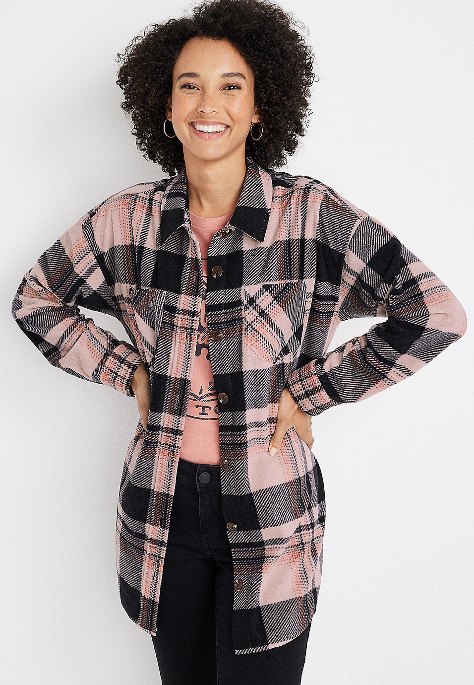 Plaid Fleece Shacket | Maurices