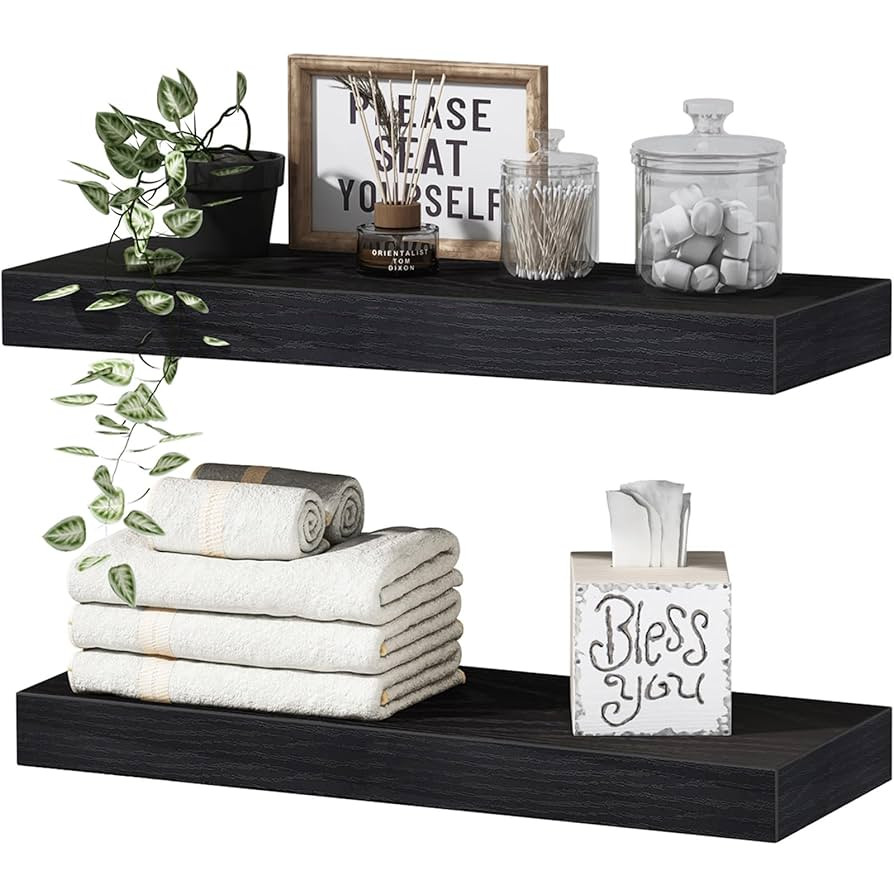 QEEIG Black Bathroom Floating Shelves for Wall Shelf Over Toilet Wall Mounted Farmhouse Small 16 ... | Amazon (US)