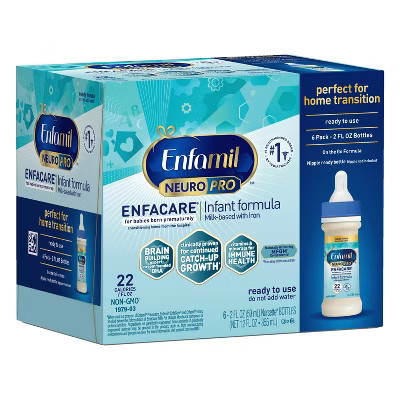 Enfamil EnfaCare Nursettes Ready to Feed Infant Formula Bottles - 2 fl oz/6ct | Target