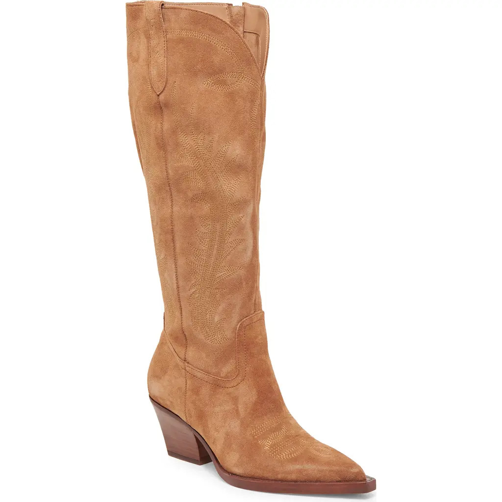 Dolce Vita Ryatt Clip Toe Western Boot in Pecan Suede at Nordstrom, Size 6 | Nordstrom