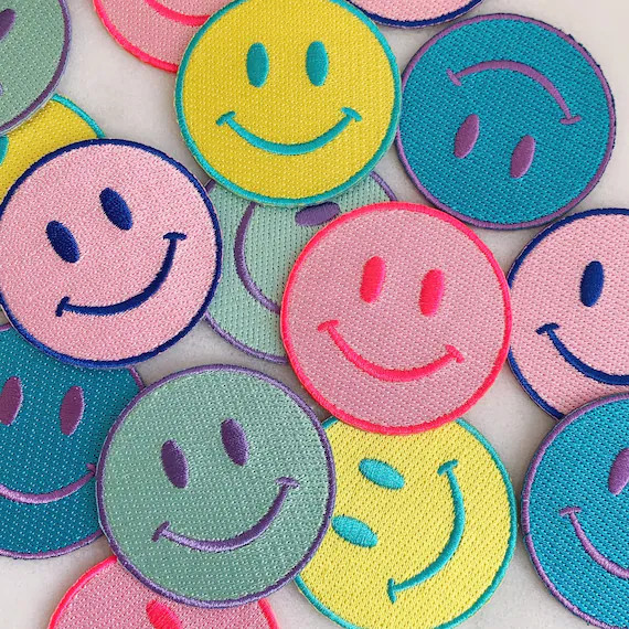 Smiley Face Iron on Patch  Embroidered Patches for Jackets  | Etsy | Etsy (US)