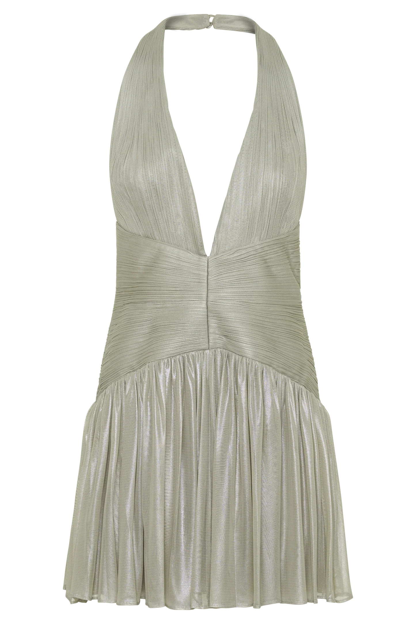 Lucille Halter Pleated Mini Dress - Silver | MESHKI US