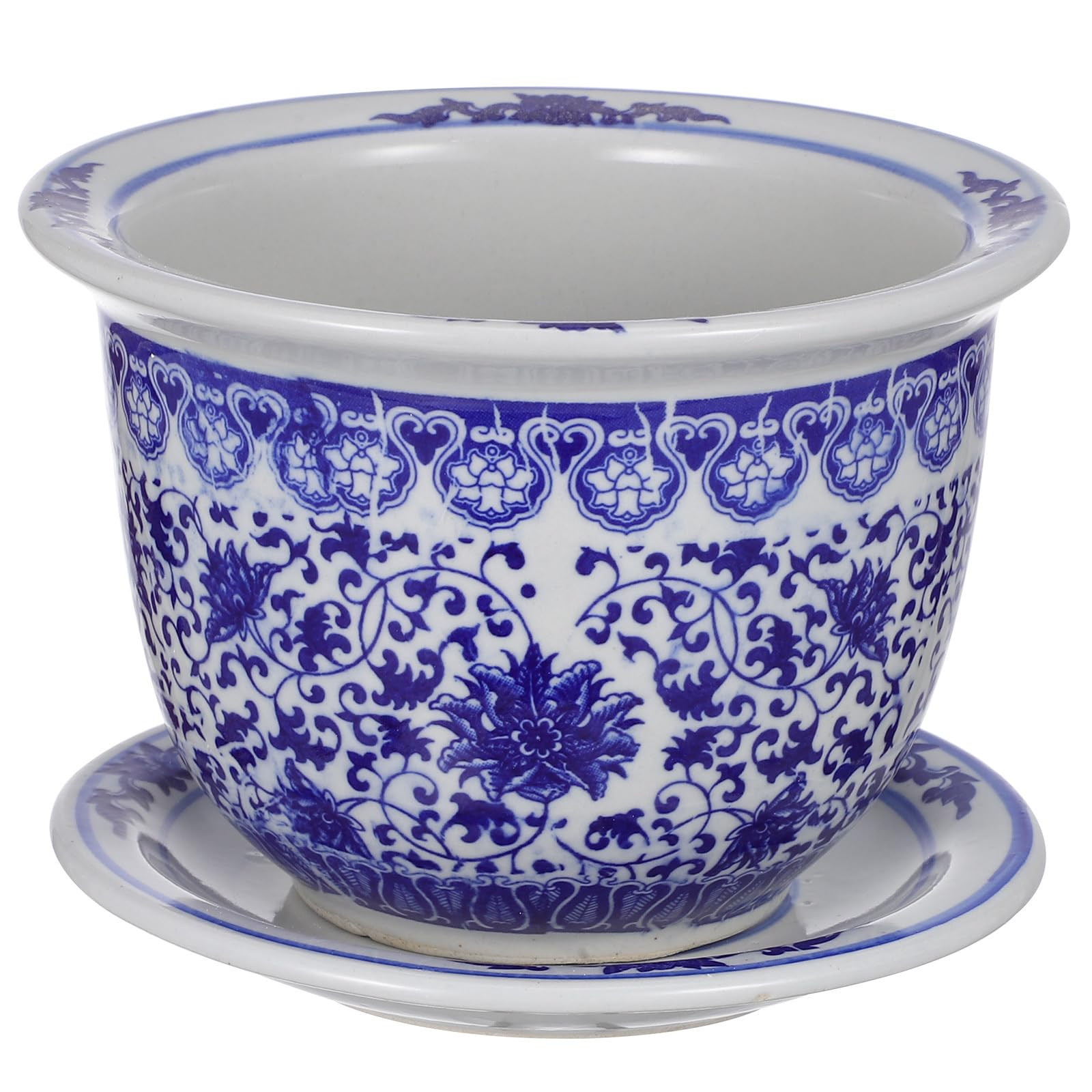 BESPORTBLE Blue and White Porcelain Decorative Flower Pot Ceramic Planter Pot with Drainage Hole ... | Amazon (US)