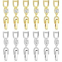 12 Pcs Bracelet Extender Clasp Fold Over Necklace Extenders Bracelet Extension Crystal Rhinestone Ex | Amazon (US)