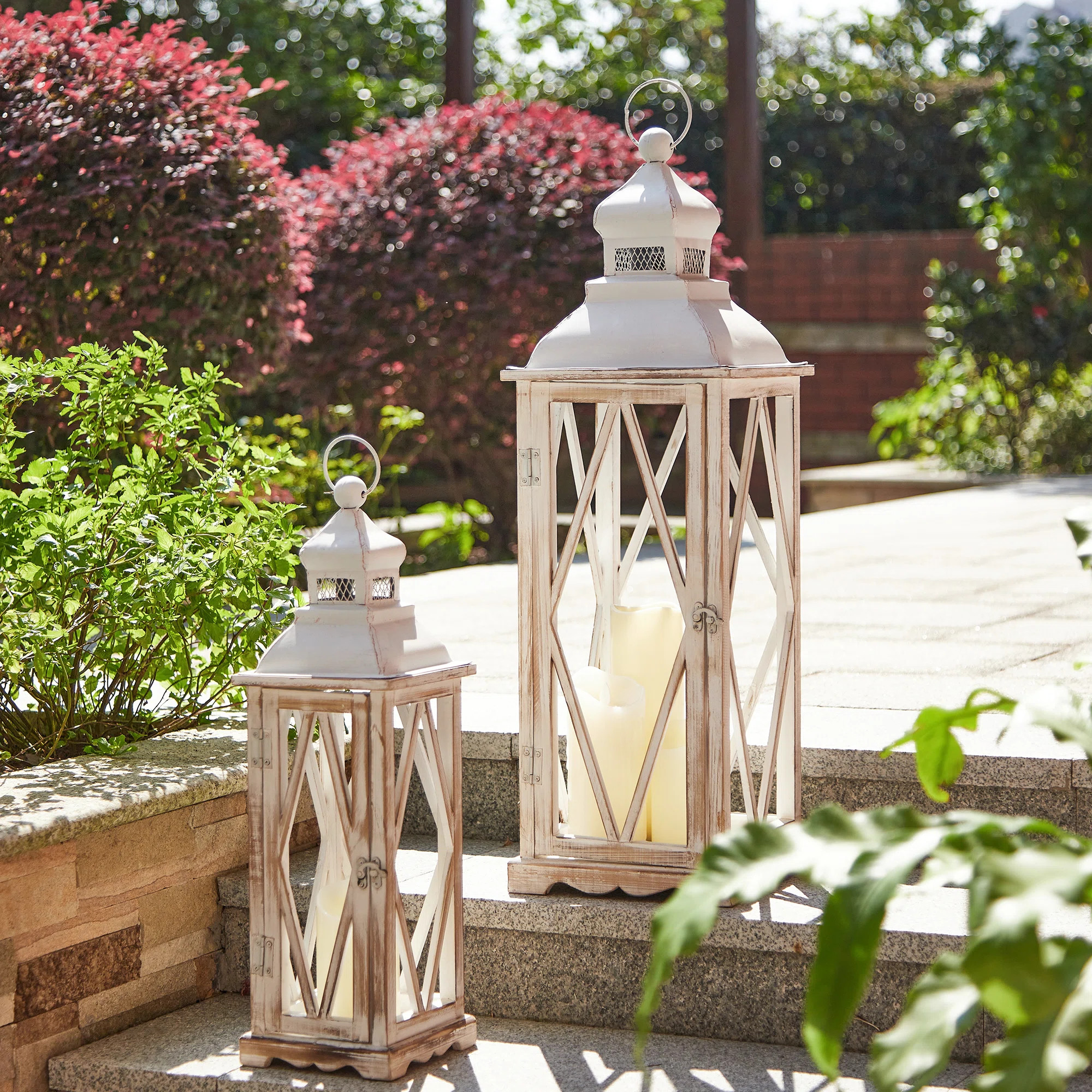 Medders Farmhouse Diamond Antique Tabletop Lantern Set | Wayfair North America