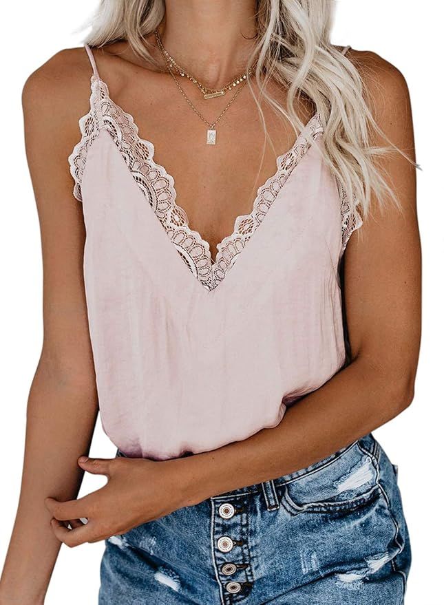 Dcharme Women Cami Tank Tops Spaghetti Strap Camisole Tops Sleeveless Blouses Shirts | Amazon (US)