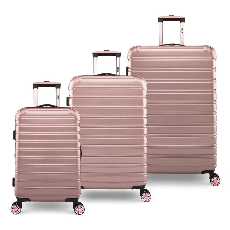iFLY Fibertech 3-Piece Hardside Luggage Set – 20" Carry-On, 24" & 28" Checked, Rose Gold | Walmart (US)