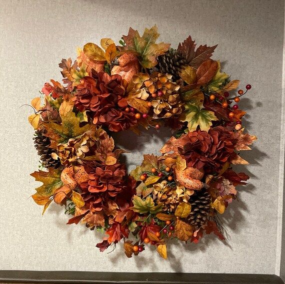 Orange Fall Wreath  Red Autumn Wreath  Fall Leaves Wreath  - Etsy | Etsy (US)