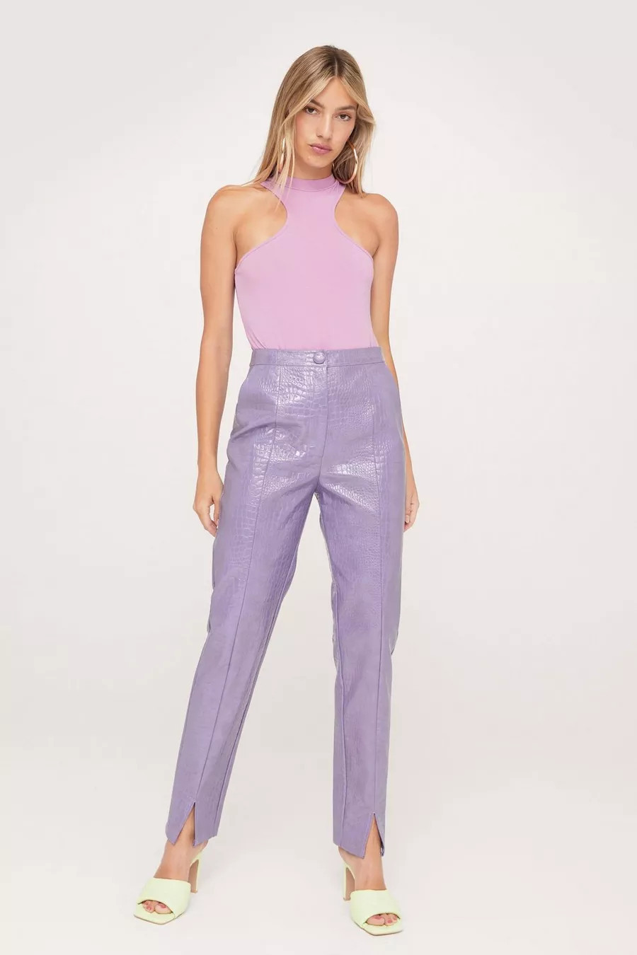 Faux Leather Croc Embossed Straight Leg Pants | Nasty Gal (US)