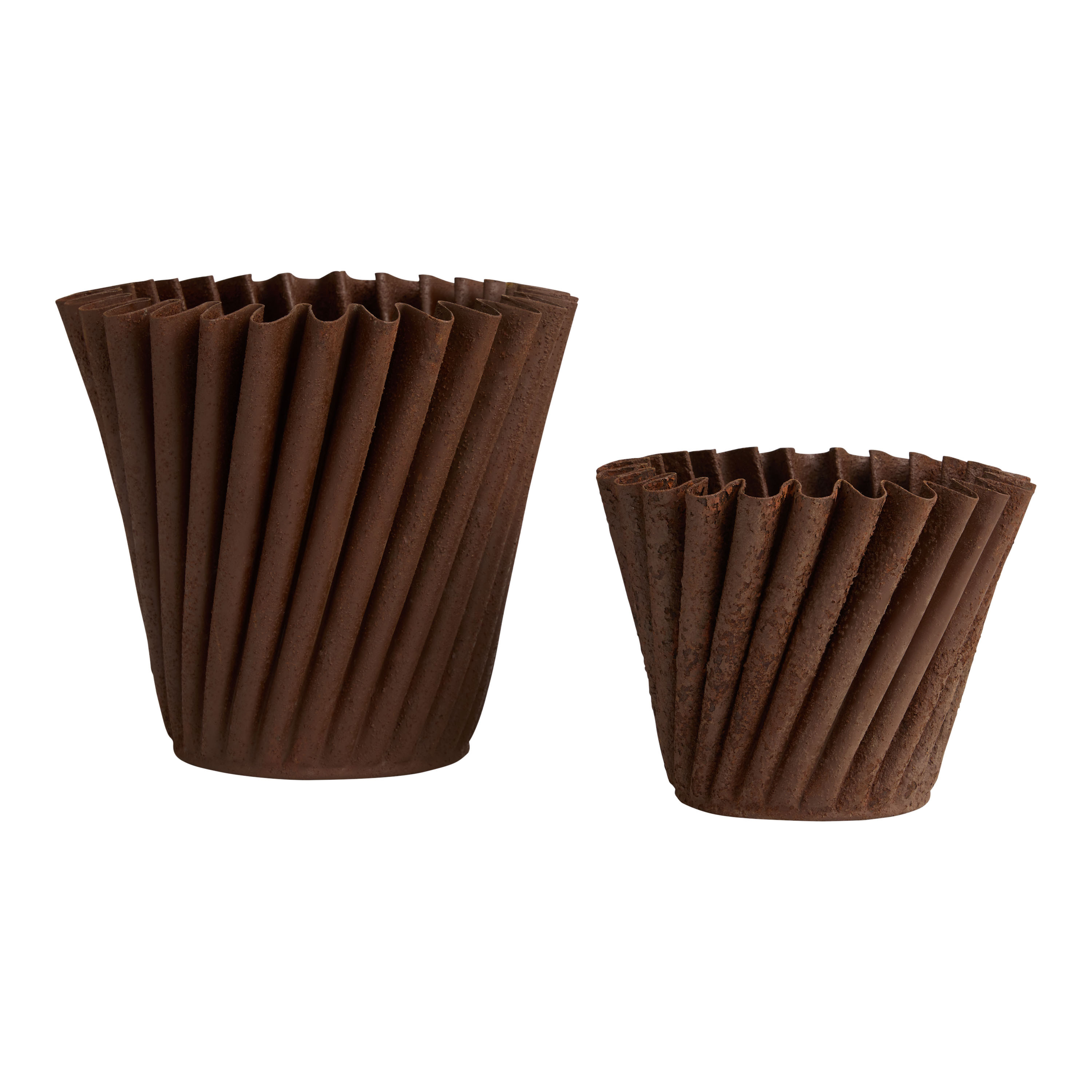 Antiqued Metal Twisted Fluted Planter | World Market