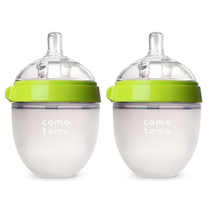 Comotomo Natural Feel Baby Bottle, Anti-Colic Nipple for Newborns, Slow Flow, Green, 5 Ounce, 2 C... | Amazon (US)