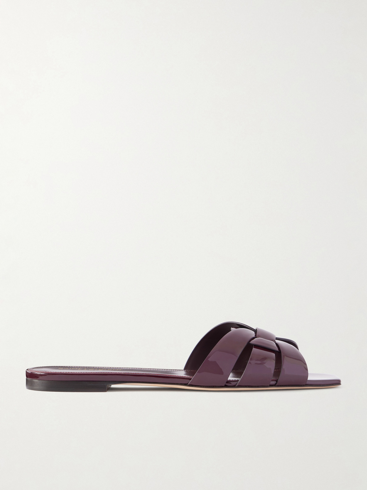 SAINT LAURENT - Tribute Leather Sandals - Burgundy | NET-A-PORTER (US)