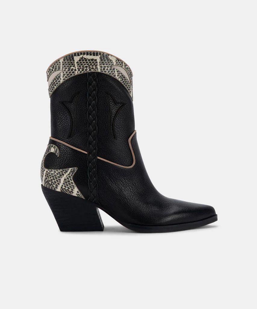 LORAL BOOTIES BLACK LEATHER | DolceVita.com