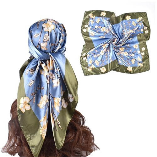 EIysee 35 Inches Silk Head Scarf-Satin Hair Scarves Silk Bandana Scarf Headscarf for Women's Fashion Scarves (Butterfly flowers) | Amazon (US)