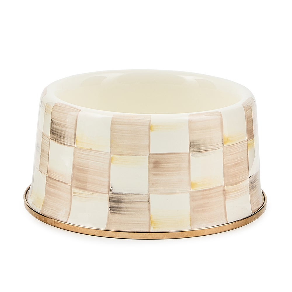 Mocha Check Medium Pet Dish | MacKenzie-Childs