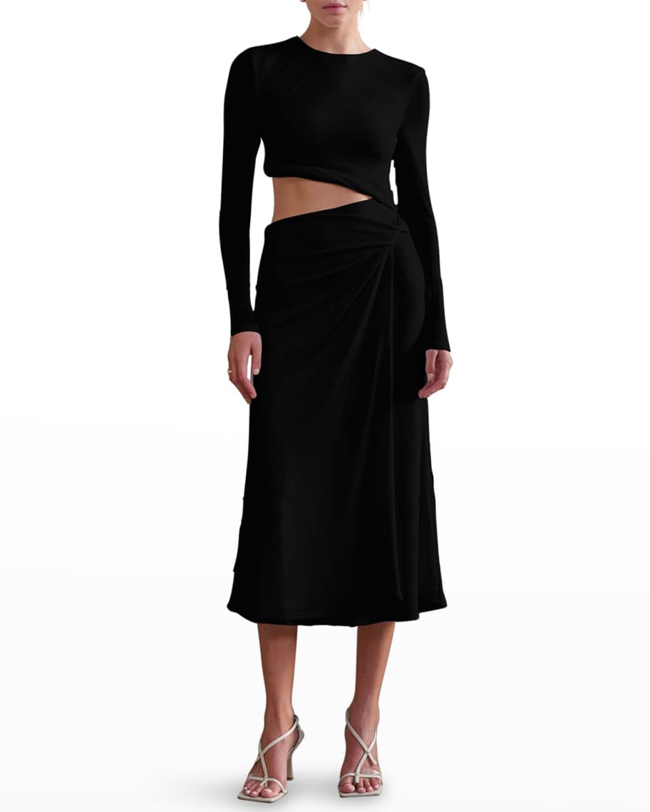 Misha Arma Cutout Long-Sleeve Dress | Neiman Marcus