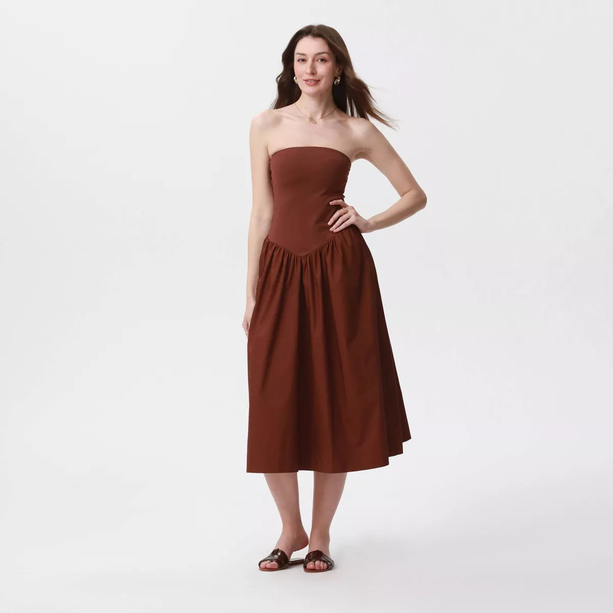 Women's Tube Knit Maxi A-Line Dress - A New Day™ Brown XL | Target