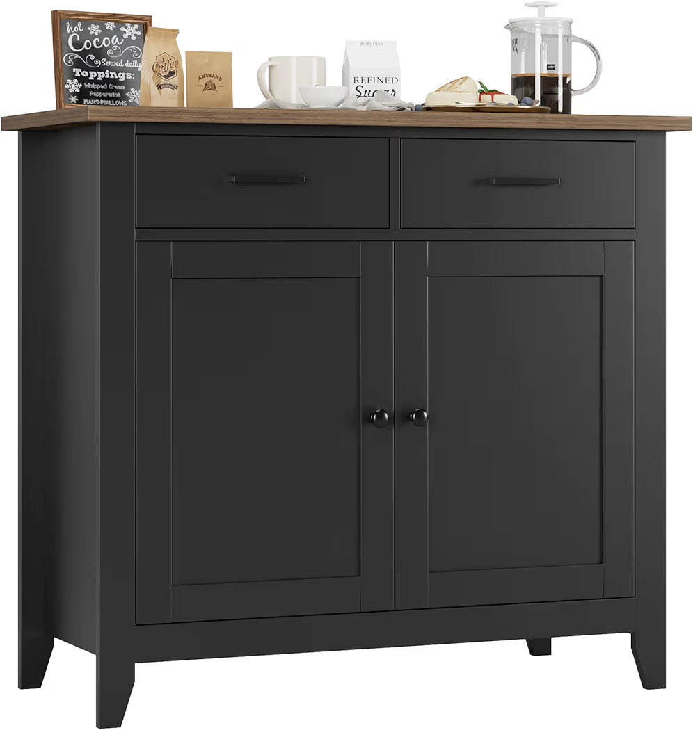 HORSTORS Kitchen Storage Cabinet, Modern Farmhouse Buffet Cabinet with Storage, Coffee Bar with 2... | Amazon (US)