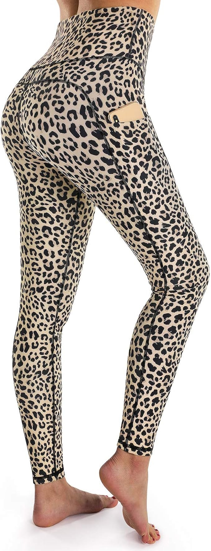 OUGES Womens High Waist Pockets Yoga Pants Running Pants Workout Leggings | Amazon (US)