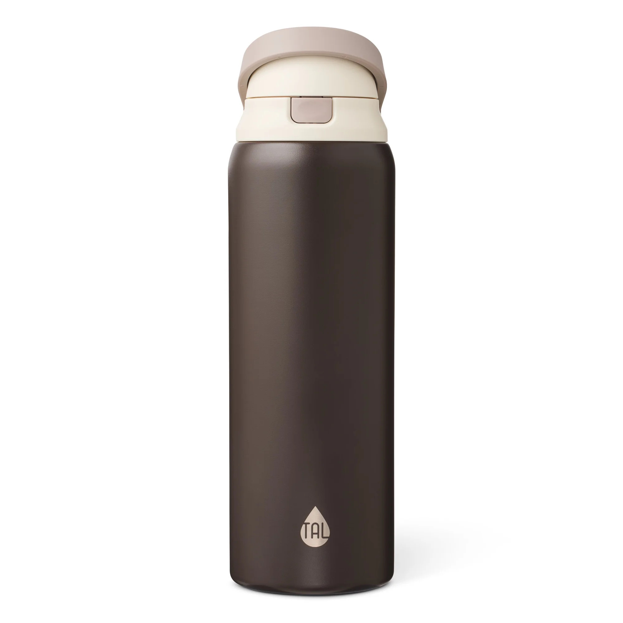 TAL Stainless Steel 2-in-1 Straw and Chug Water Bottle with Push Lid 32 fl oz, Mocha | Walmart (US)