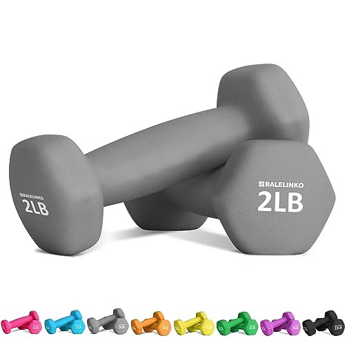 Balelinko Home Gym Equipment Workouts Strength Training Weight Loss Pilates Weights Yoga Sets Free Weights for Women, Men, Seniors and Youth, 2LB Gray, Pair | Amazon (US)