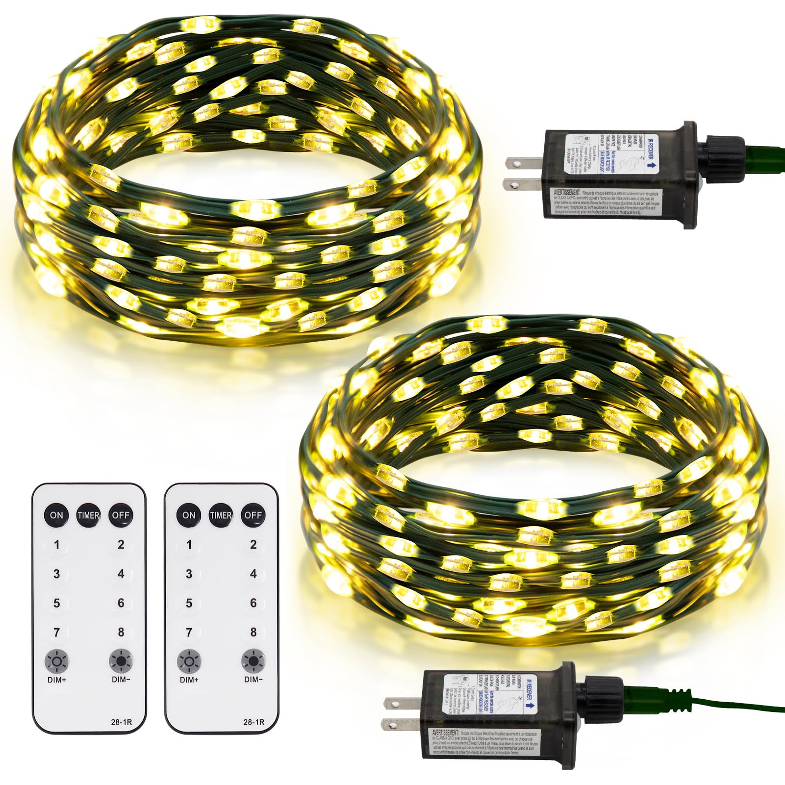 2 Pack Fairy String Lights Plug in, 33Ft Green Wire 100 Micro Starry LED Outdoor String Lights wi... | Amazon (US)