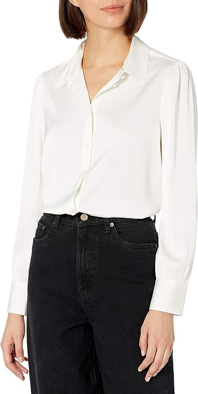 The Drop Women's @lucyswhims Long Sleeve Button Down Stretch Satin Shirt | Amazon (US)