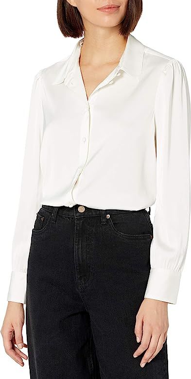 The Drop Women's @lucyswhims Long Sleeve Button Down Stretch Satin Shirt | Amazon (US)