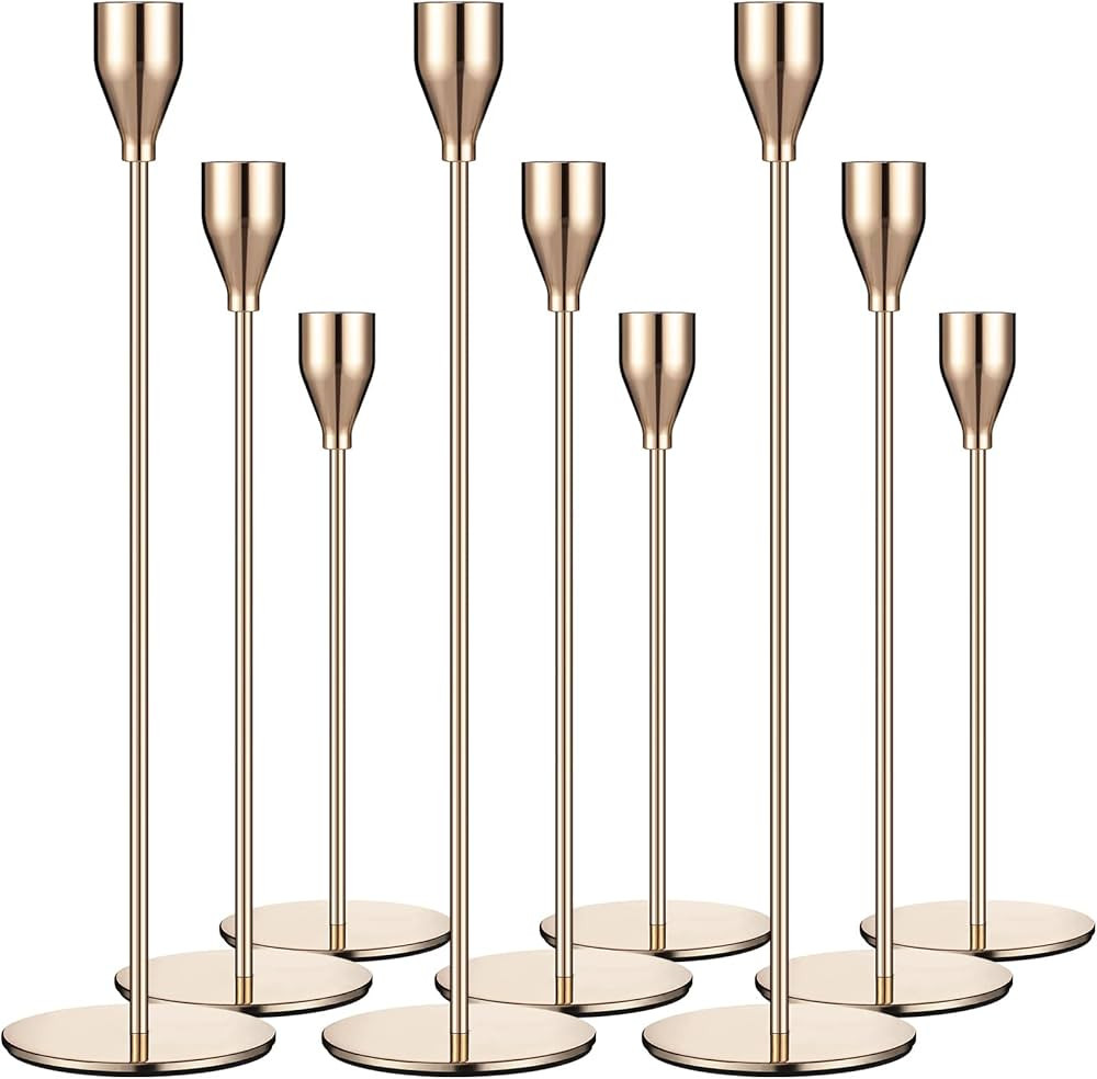 Set of 9 Candle Holders Candlestick Holder for Tapered Candles Decorative Candle Sticks Long Hold... | Amazon (US)