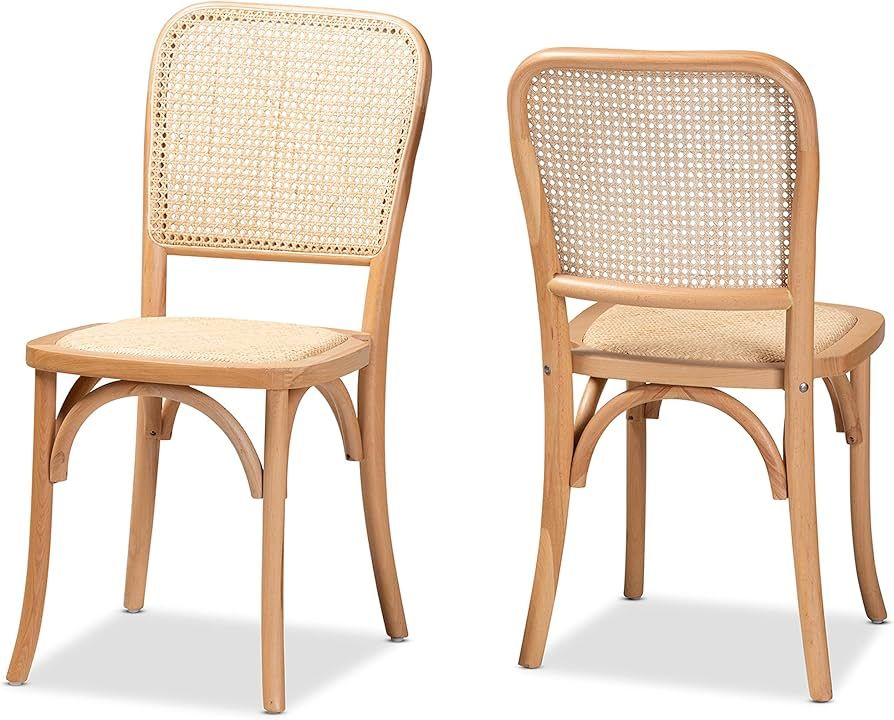 Baxton Studio Neah Dining Chairs, Beige/Natural Brown | Amazon (US)