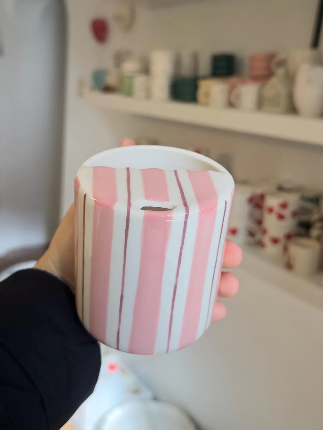 Pink Striped Stoneware Tumbler: Handmade Pottery Mug, 10oz | Etsy (US)