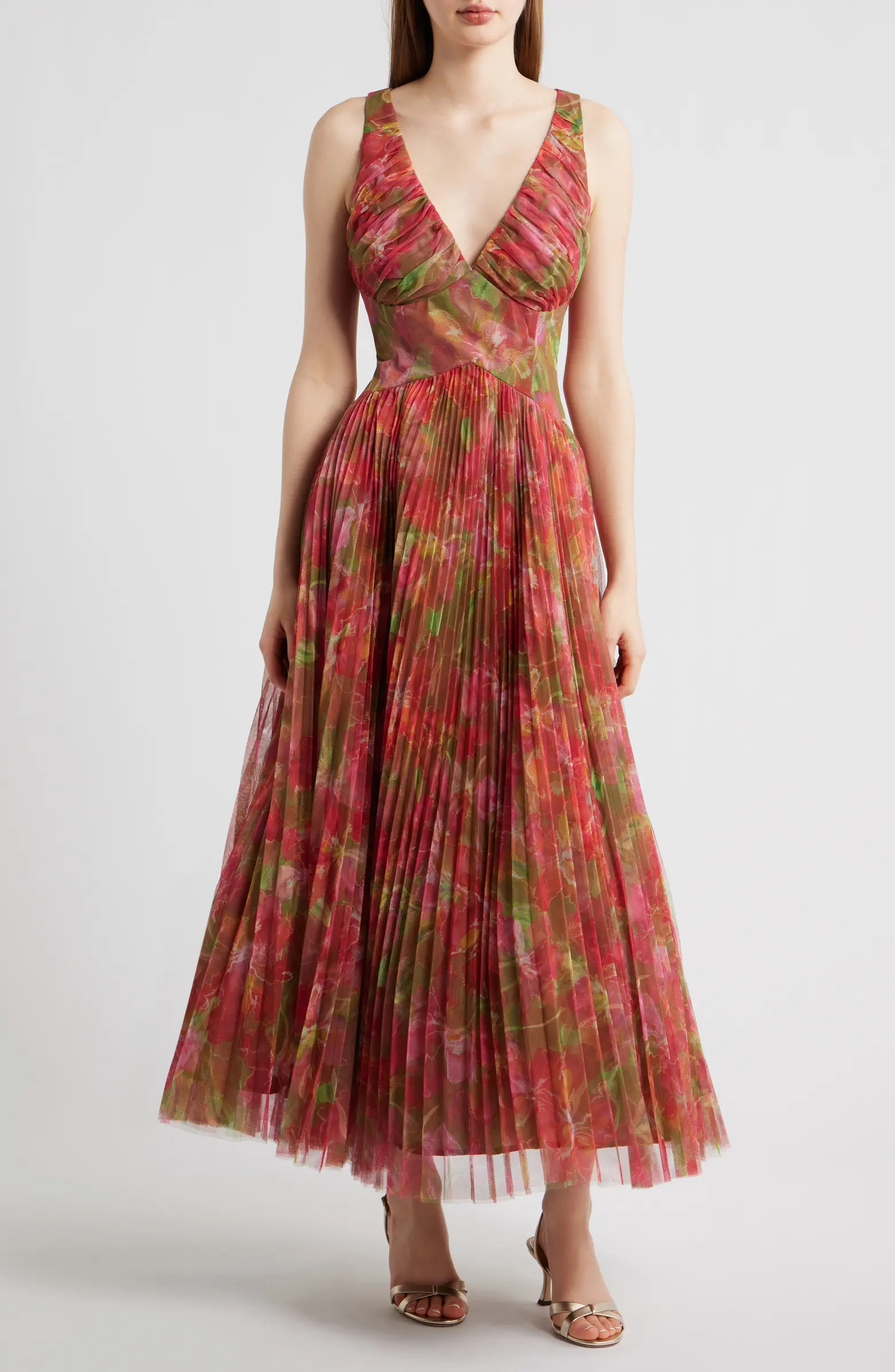 Eliana Floral Pleated Gown | Nordstrom