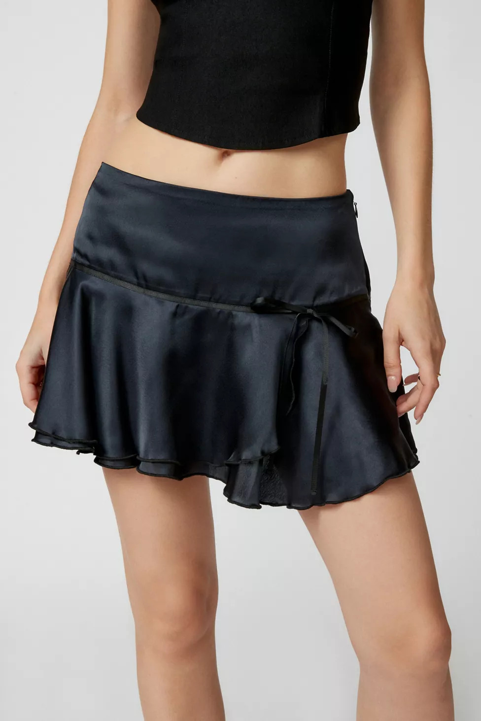 Kimchi Blue Carlene Satin Drop-Waist Mini Skirt | Urban Outfitters (US and RoW)