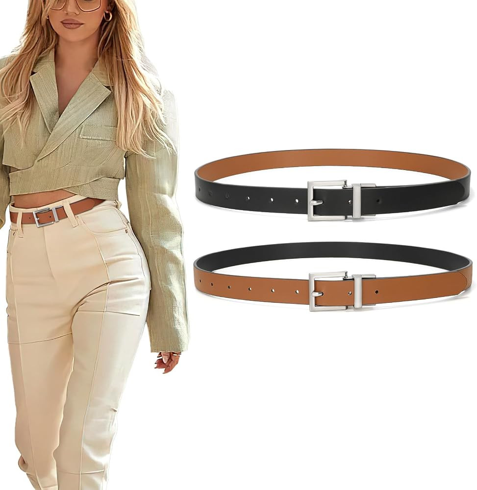 SUOSDEY Women Reversible Leather Belt with Rotating Pin Buckle for Jeans Pants Dresses, Fashion L... | Amazon (US)