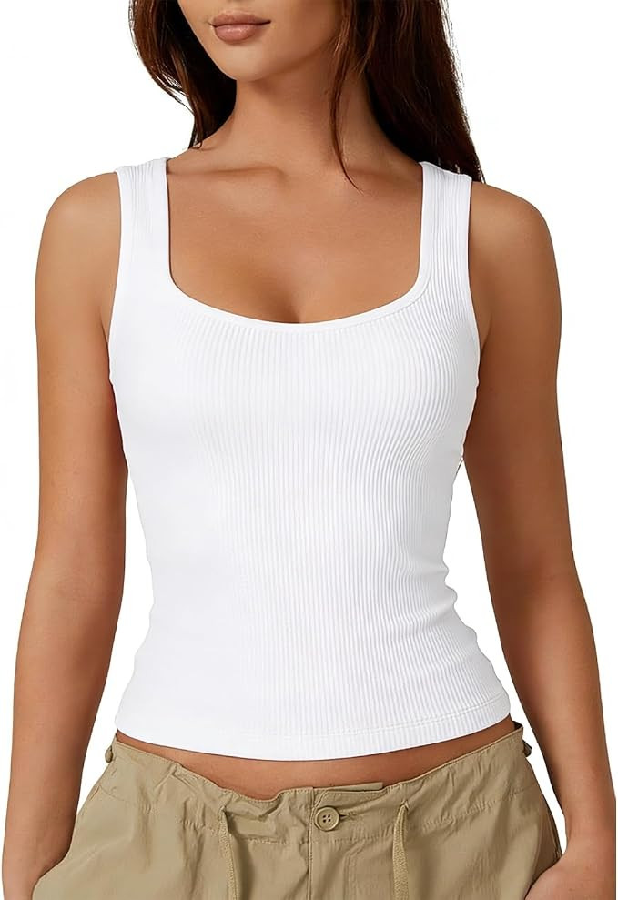 Vest Tops for Women UK Summer Square Tank Tops Women Womens Seamless Waist Shaping Vest Tops Exte... | Amazon (UK)