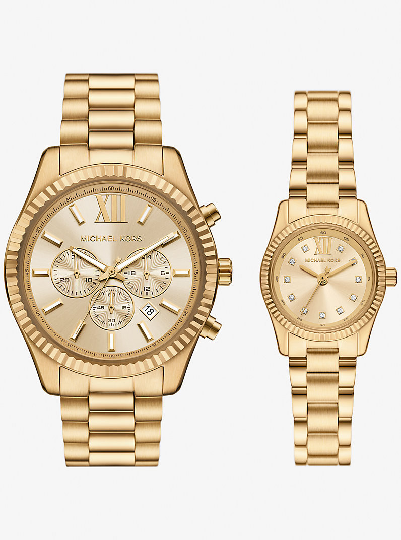 Lexington His and Hers Gold-Tone Watch Set | Michael Kors US