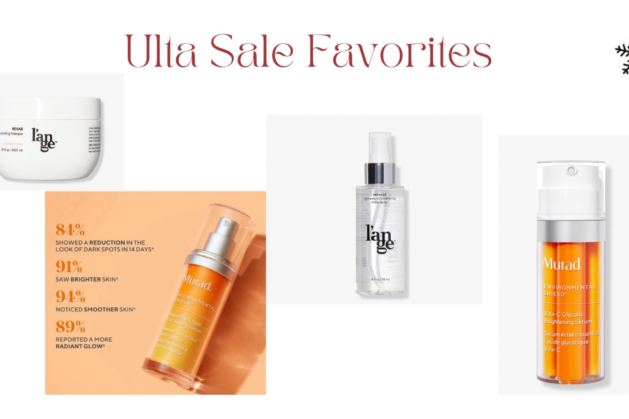 Ulta sale

Murad products
Holiday sale
Gifts

#LTKsalealert #LTKbeauty #LTKGiftGuide